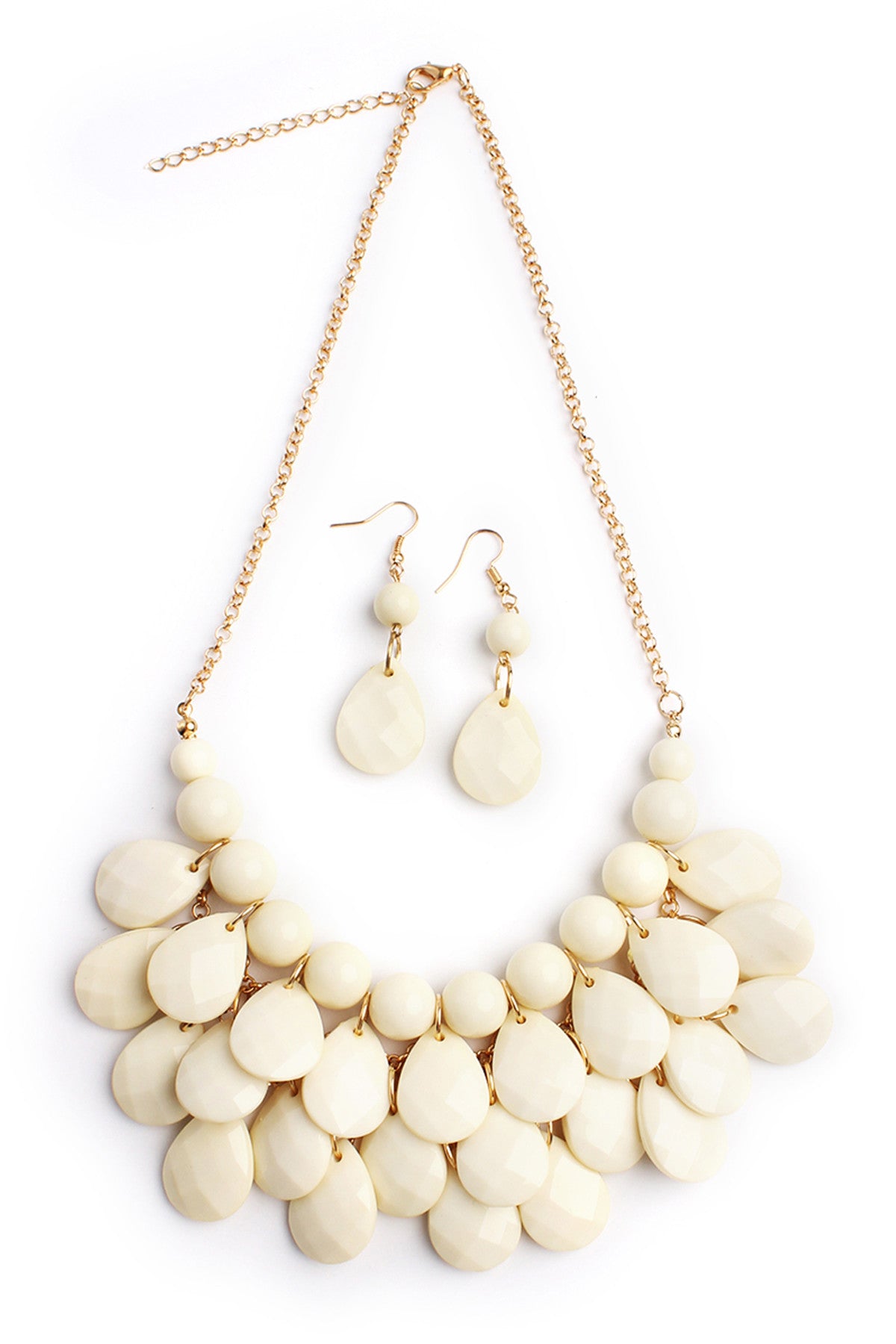 Set of 6 Natural Teardrop Bubble Style Bib Necklaces and Matching Earrings for Fashion Accessories