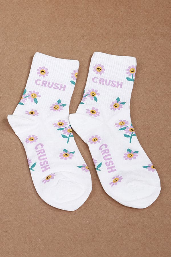 Pack of 6 Stylish 632 White Flower CRUSH Socks