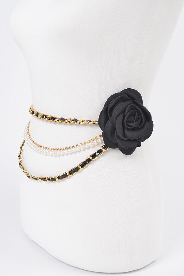 Pack of 6 Ivory Gold - 2968 Multi - Layered Chain Belt for Fashion