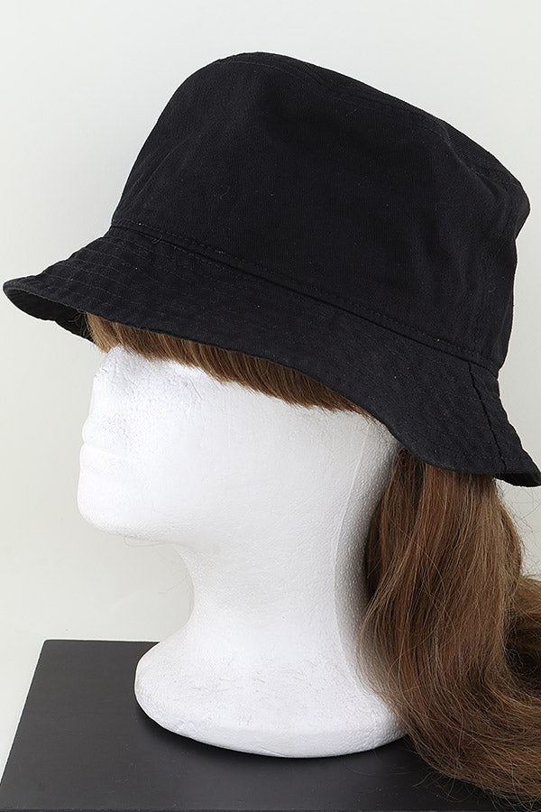 Set of 6 Classic Solid-Color Black Bucket Hats