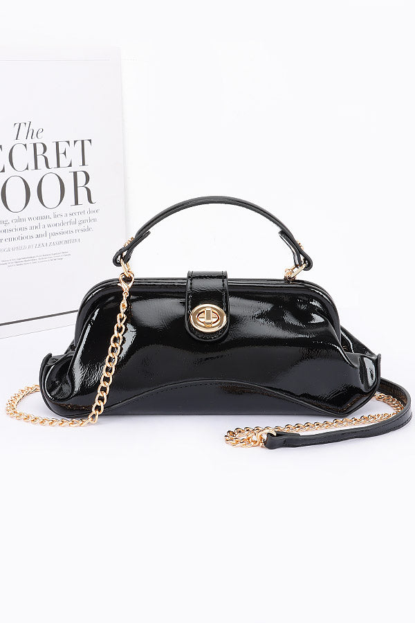 Black Enamel Faux Leather Party Clutch - Pack of 3