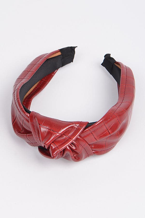 Pack of 6 Knotted Snakeskin Leather Red Headbands