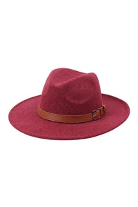 Pack of 6 Burgundy Brim Fashion Hats with Adjustable Buckle