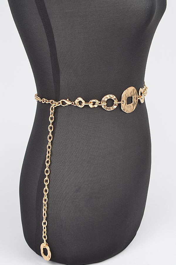 6-Piece Set of 4968 Gold Hammered Metal Chain Belts