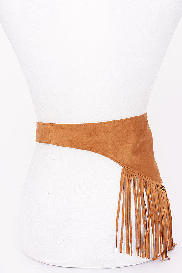 Set of 6 Faux Suede Fringe Belts in Classic Black Color (Product Code 0588)