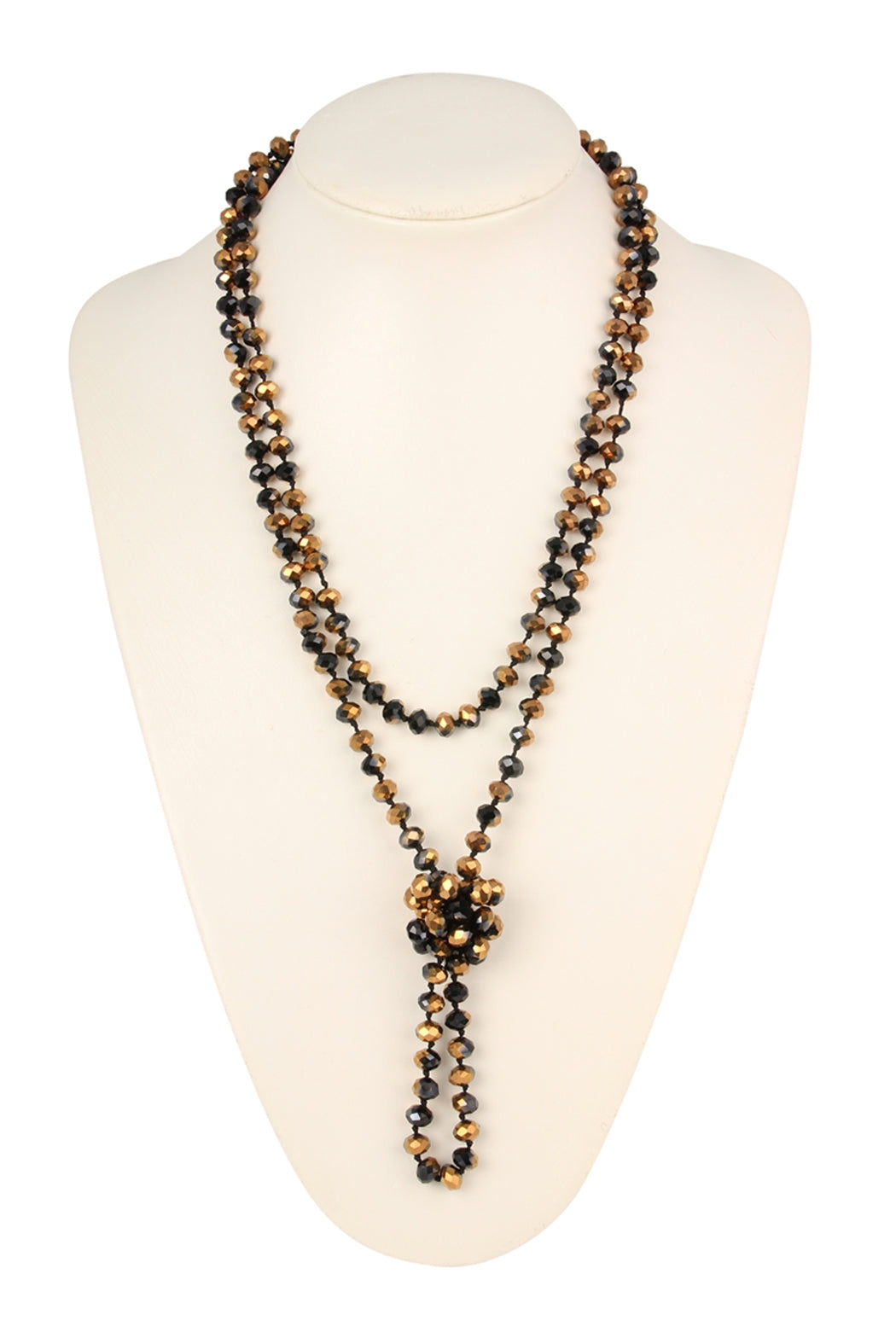 Handmade Longline Ombre Necklace in Bronze and Black - Set of Six Pieces