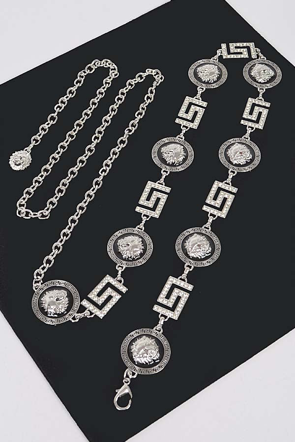 6-Piece Set of 4868 Gold Metal Rhinestone Plus Size Chain Belts