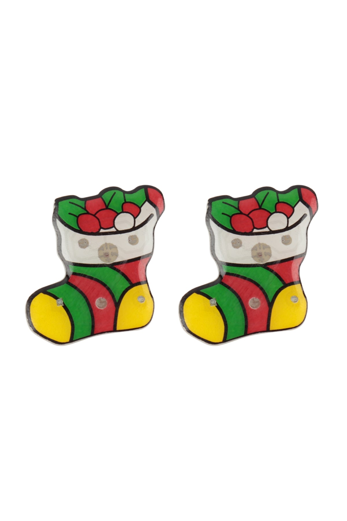 Multicolor Light - Up Christmas Socks - Shaped Earrings - Pack of 6