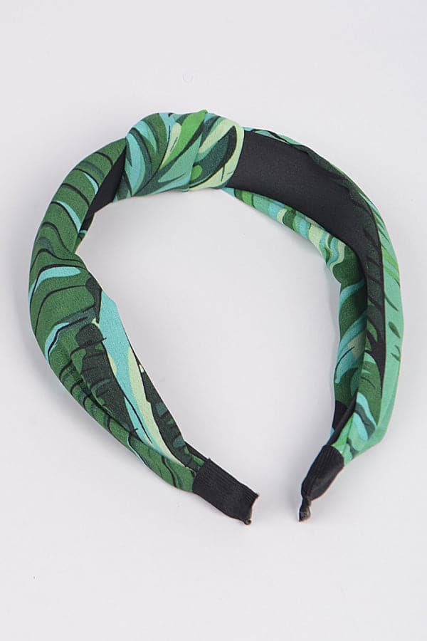 Pack of 6 Green Leaf Print Head Bands - Model 5638