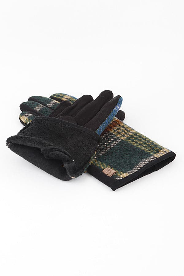 Pack of 6 Cotton Plaid Gloves in Green - Model 561021