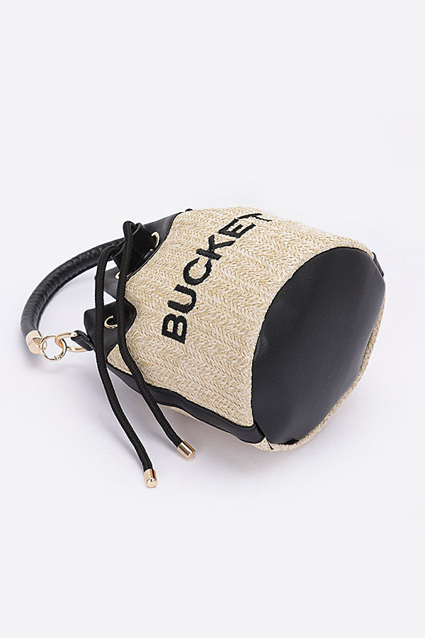 Set of 3 Faux Straw Camel Bucket Bags