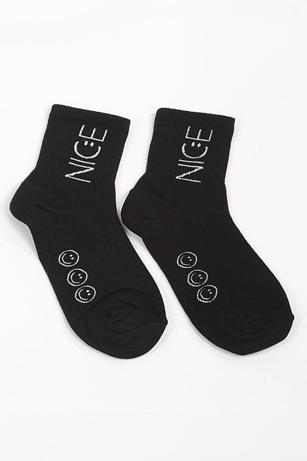 Set of 6 Stylish Black Crew Socks