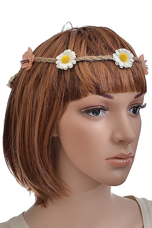 On Sale - Pack of 6 Ivory 2621 Flower - Decorated Hair Bands