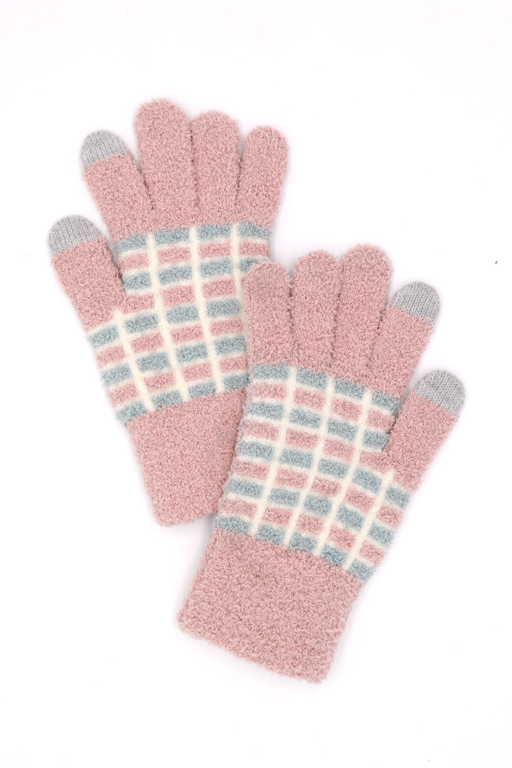 Cozy Pink Color - Blocked Smart Gloves for All - Pack of Six Pieces