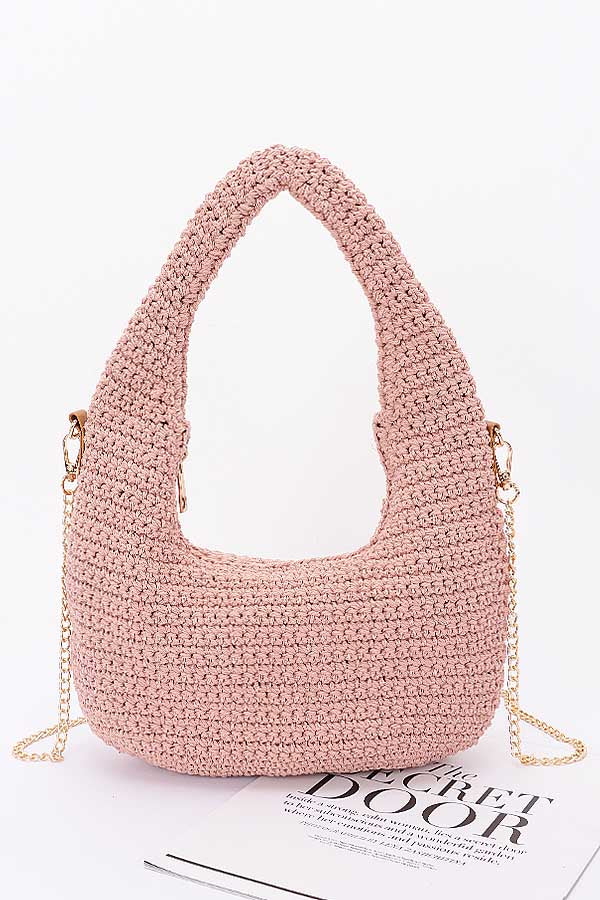 Pack of 3 Pink Braided Cotton Hobo Bags - Style 7946