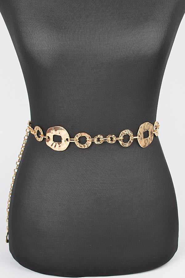 6-Piece Set of 4968 Gold Hammered Metal Chain Belts