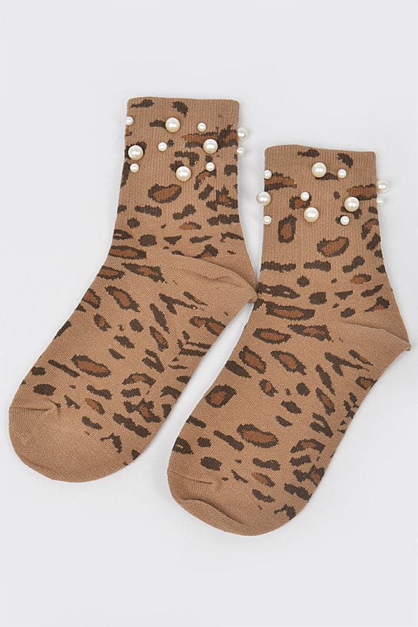 Pack of 6 Gray Leo Socks with Pearl