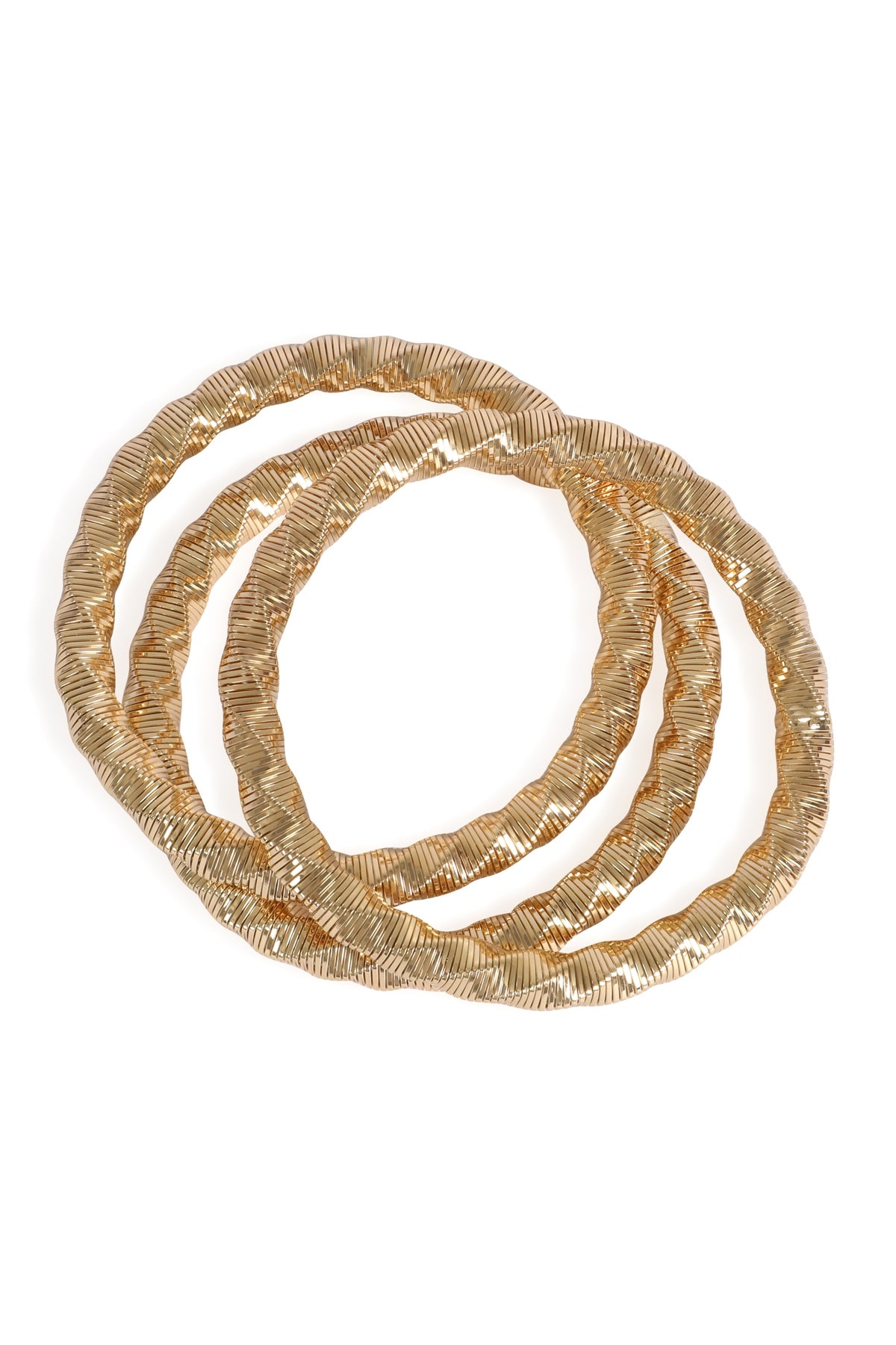 Pack of 6 Gold 3 - Row Twisted Omega Style Bracelets