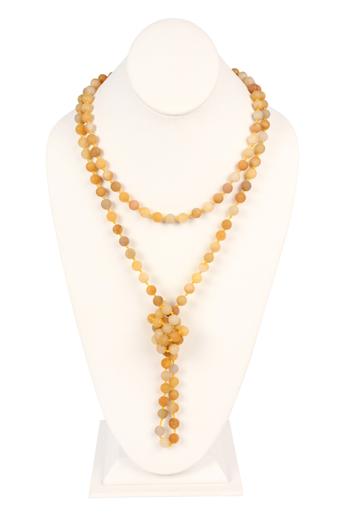 Set of 6 Yellow Hand - Knotted Long Necklaces Crafted from Natural Stone