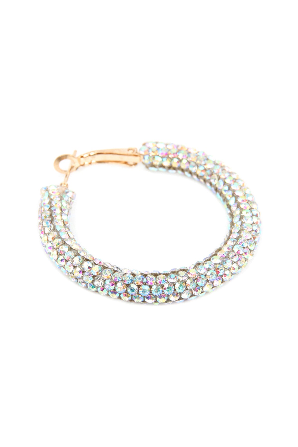 Pack of 6 Iridescent Transparent Rhinestone - Covered Hoop Earrings for Women's Jewelry