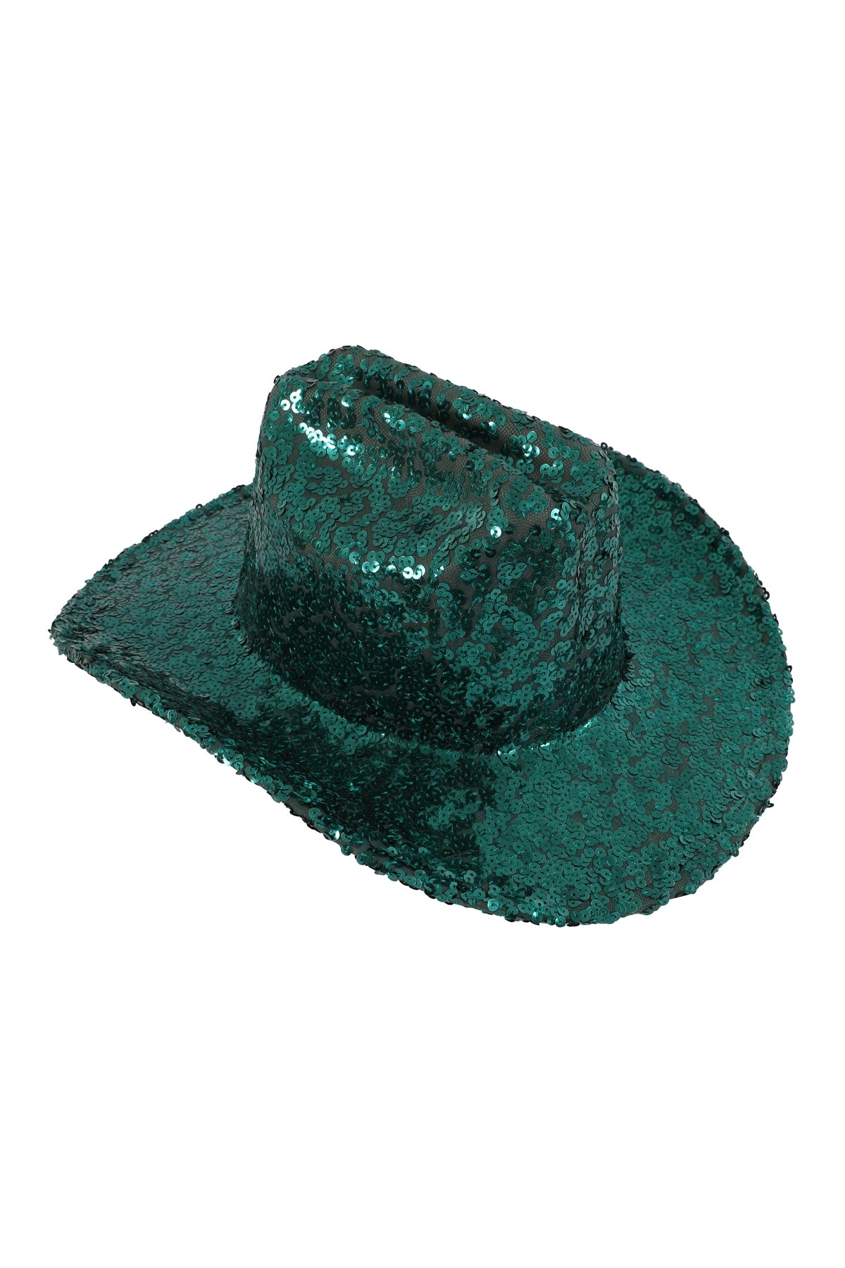 Set of 6 Green Glittery Solid - Colored Fedora Cowboy Hats