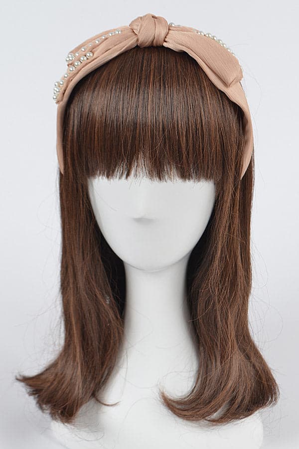 Set of 6 Elegant Black Ribbon Hairbands with Pearls