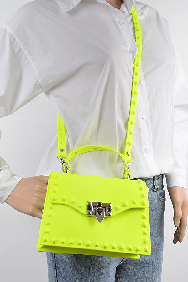 Set of Three Monotone Studded Green Clutches - 8003 Model