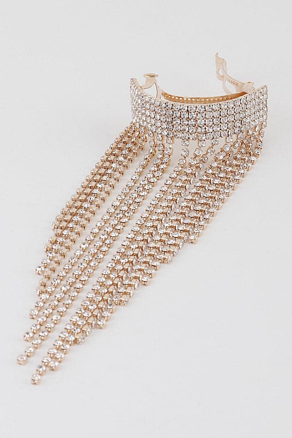 Pack of 6 Gold Clear Rhinestone Drop Hair Clips - Style 32027