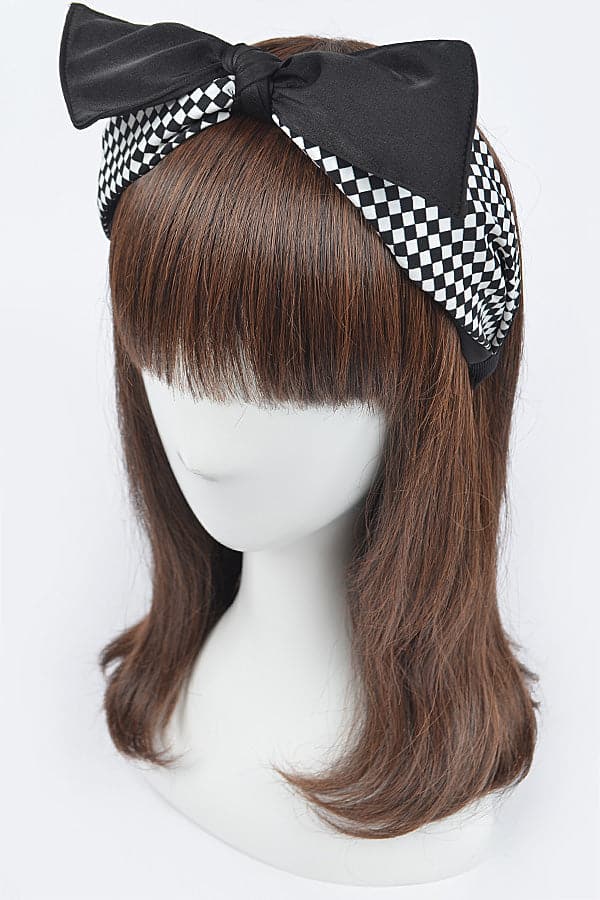 Pack of 6 Mixed Material Bow Head Bands in Black Color - Style 9112