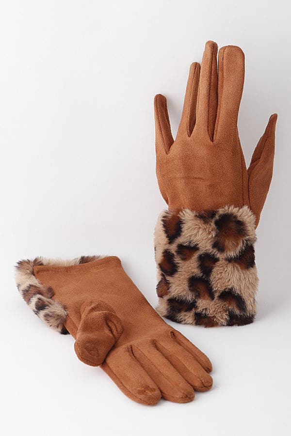 Set of 6 Brown 081 Cross Plaid Gloves