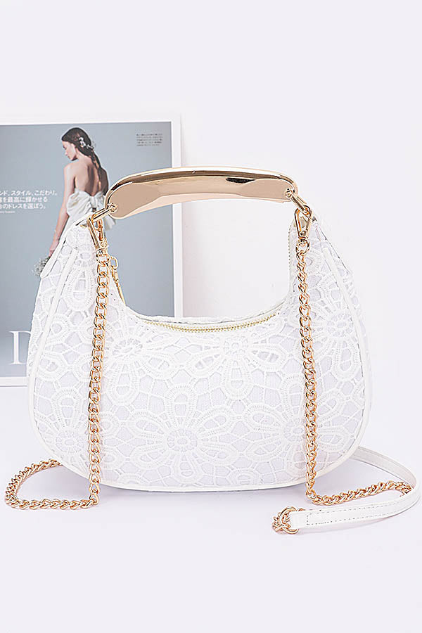 Set of 3 Stylish White Crochet Crossbody Bags - 3146 Model
