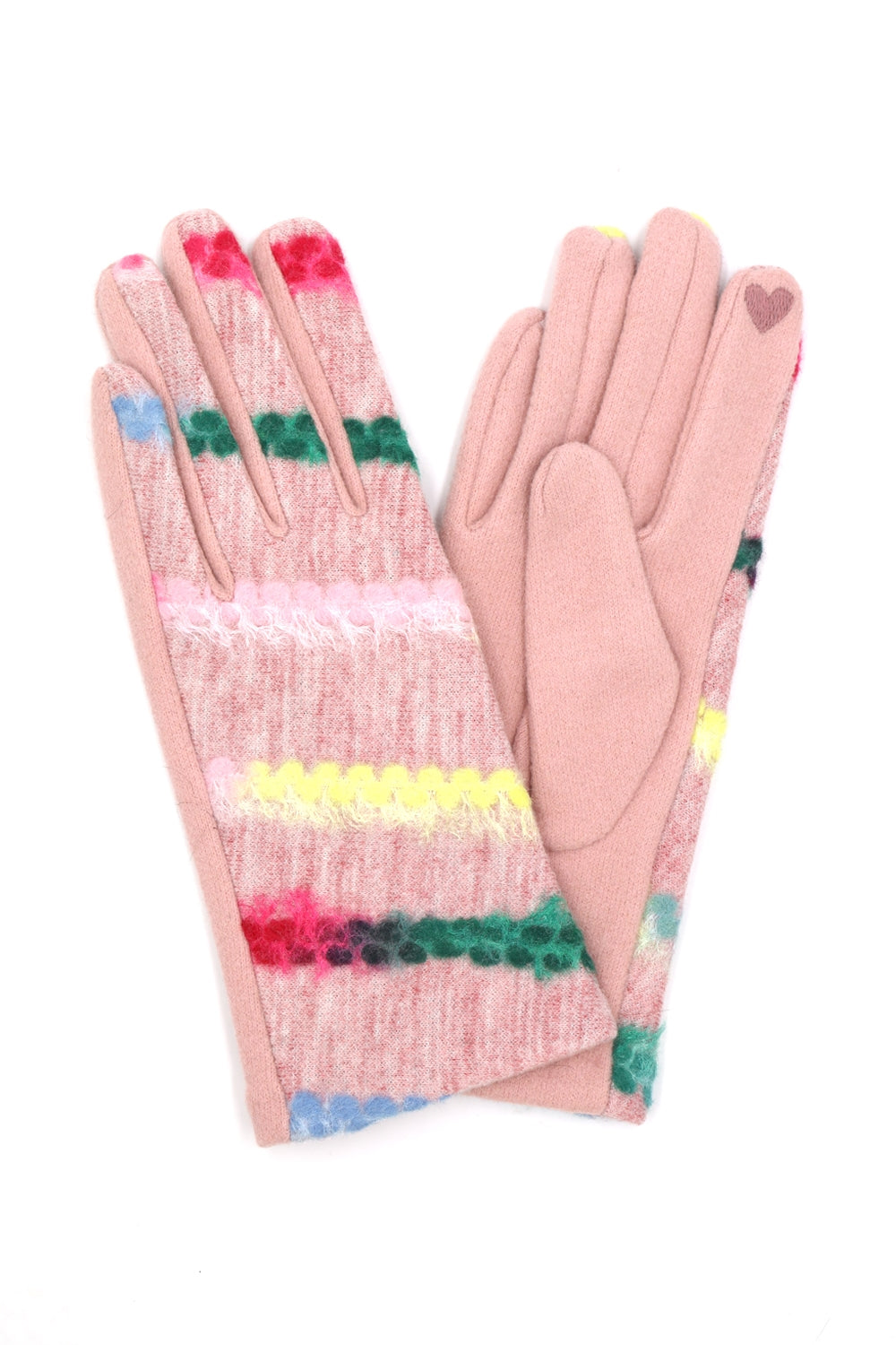Smart Touch Gloves with Multicolor Yarn Patterns in Pink - A Pack of Six Pieces