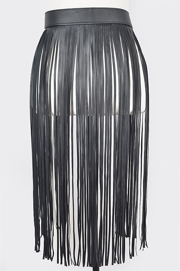 Set of 6 Double Buckle Curtain Fringe Belts in Black with Burnished Gold Finish