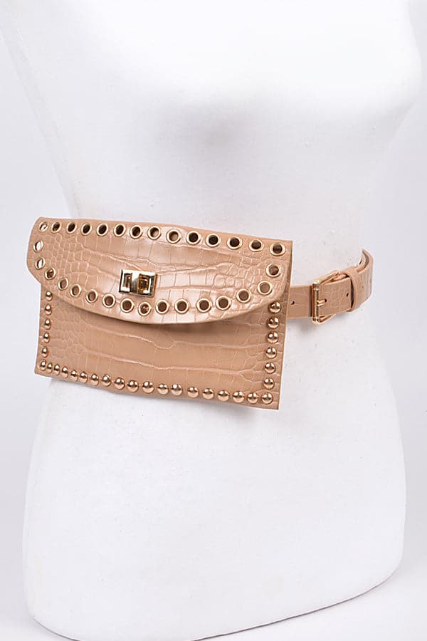 Studded Beige Fanny Pack - Set of 3