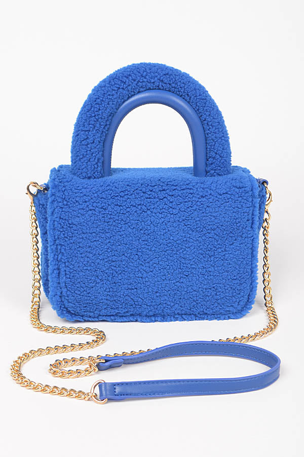 Set of 3 Cobalt 7355 Faux Fur Top Handle Clutch Bags
