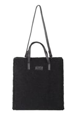 Black Fleece Fur Tote Bags with Detachable Straps - Set of 6
