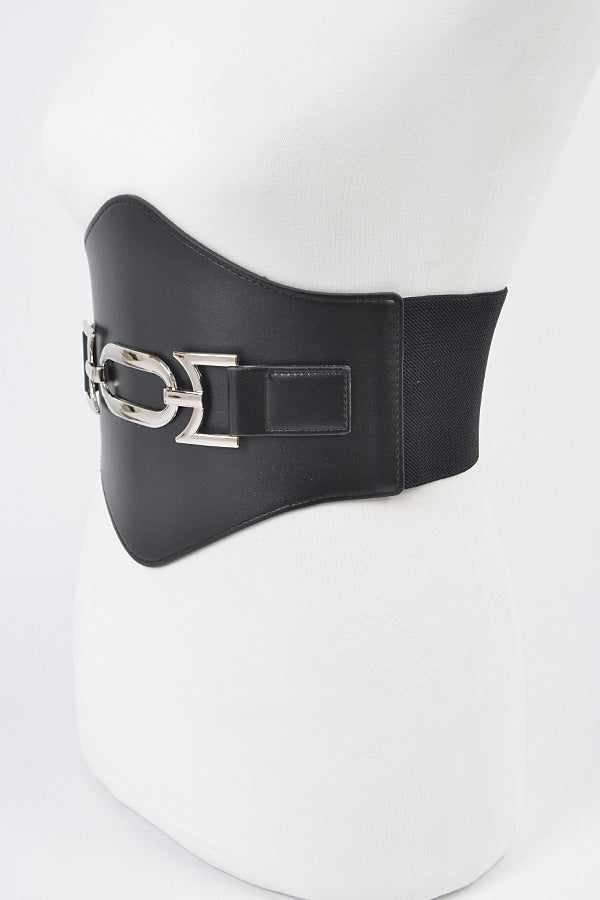Pack of 6, 6578 Golden Faux Leather Wide Elastic Belts
