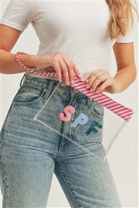 Pack of 6 Sequin Clear PVC Wrist Strap SPF Pouches