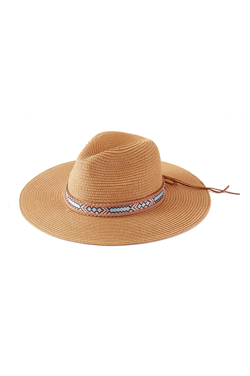 Pack of 6 Taupe Woven Bohemian Straw Sun Hats