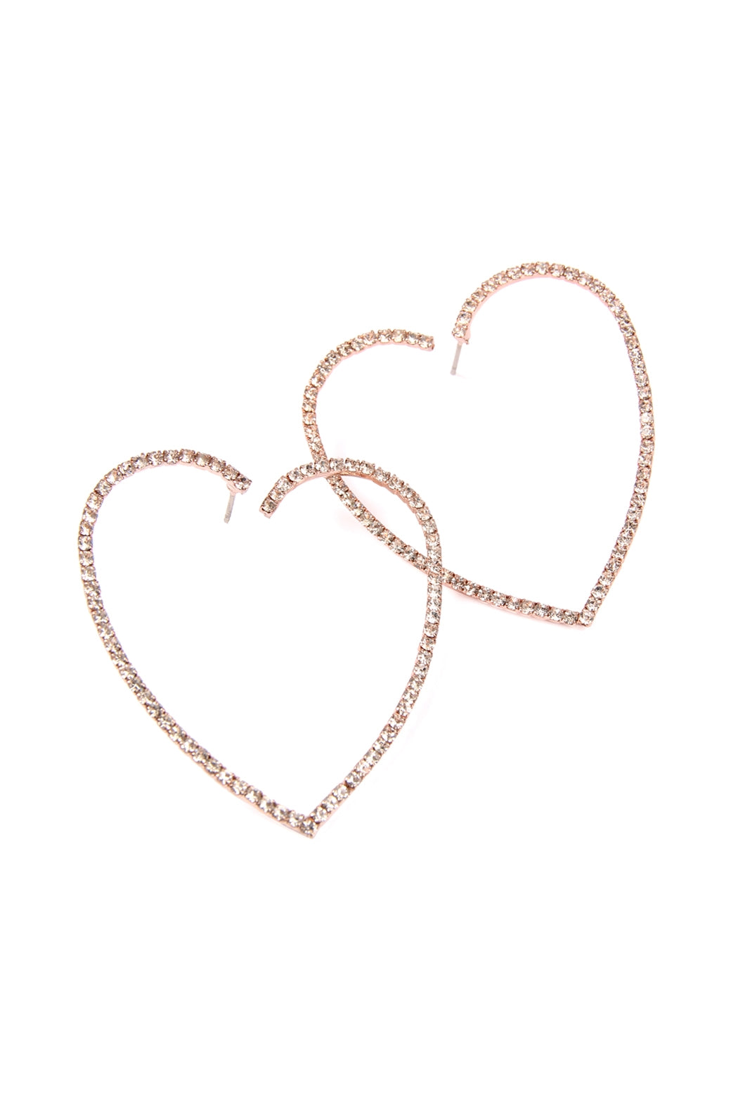 Pack of 6 Rose Gold Two - Piece Heart - Shaped Earrings