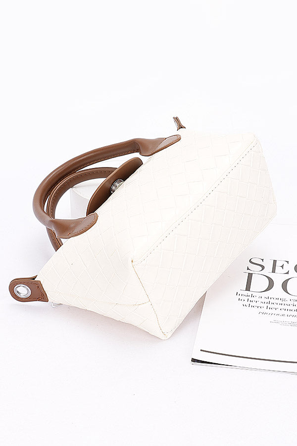 Set of Three 9746 Beige Embossed Faux Leather Top Handle Clutches