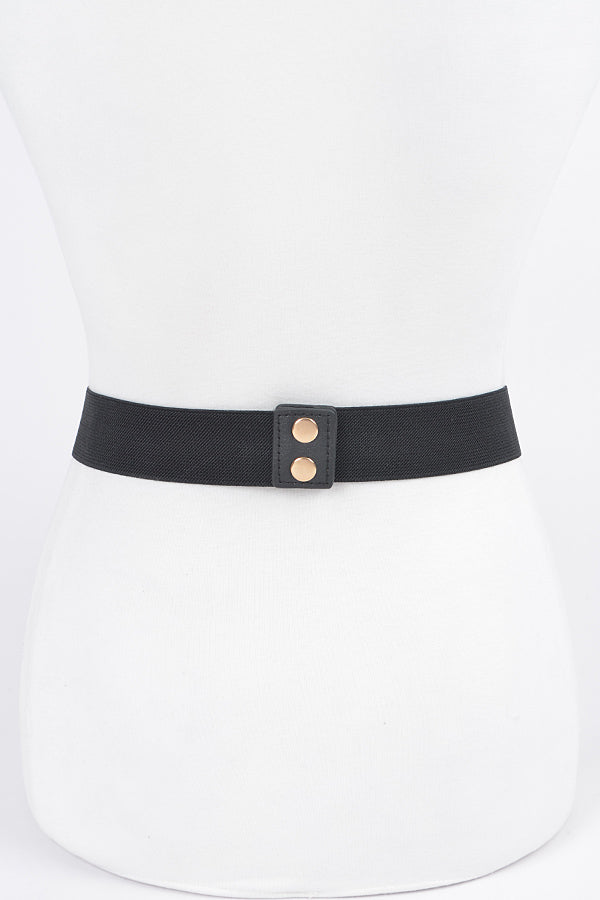 Set of 6 Black and Gold Metal Plate Elastic Belts - Model 6478