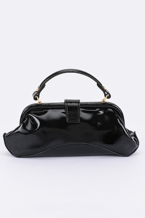 Black Enamel Faux Leather Party Clutch - Pack of 3