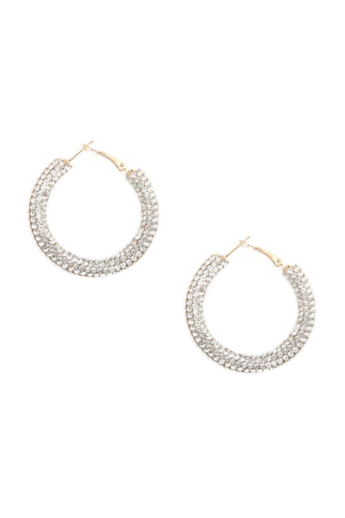 Set of 6 Crystal Rhinestone - Coated Circular Hoop Earrings