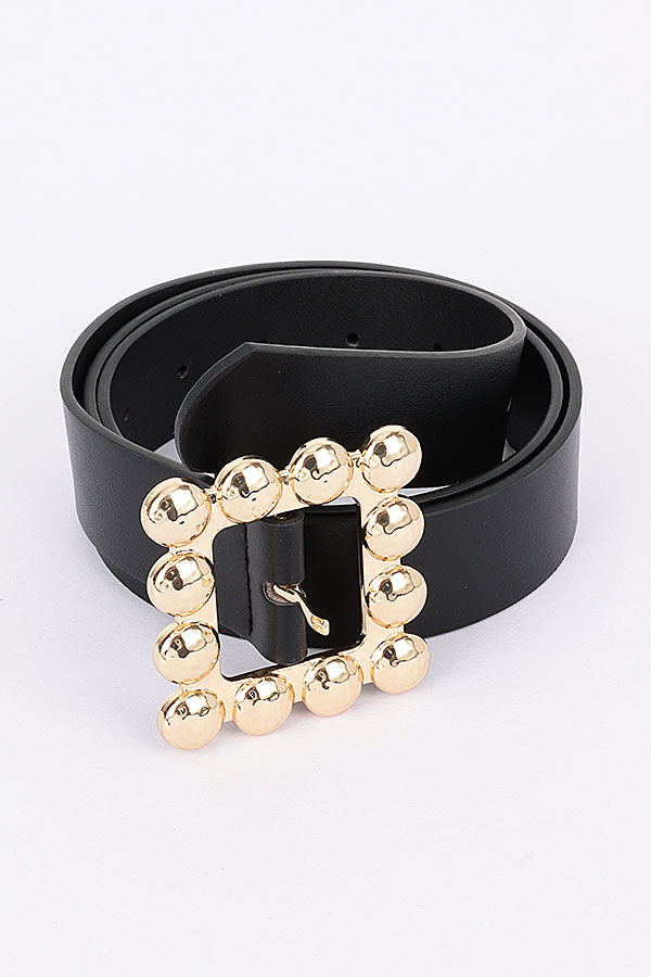 7088 Camel Brand Metal Square Buckle PU Belt - Set of 6