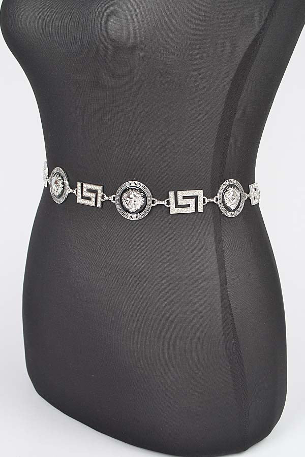 6-Piece Set of 4868 Gold Metal Rhinestone Plus Size Chain Belts