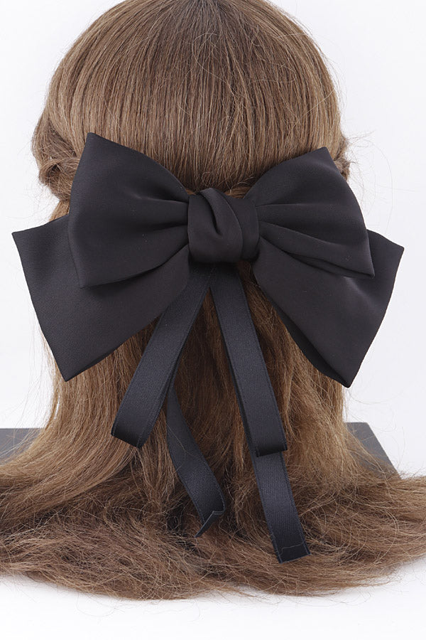 Pack of 6 Classic Black Ribbon Drop Hair Clips - Style 2768