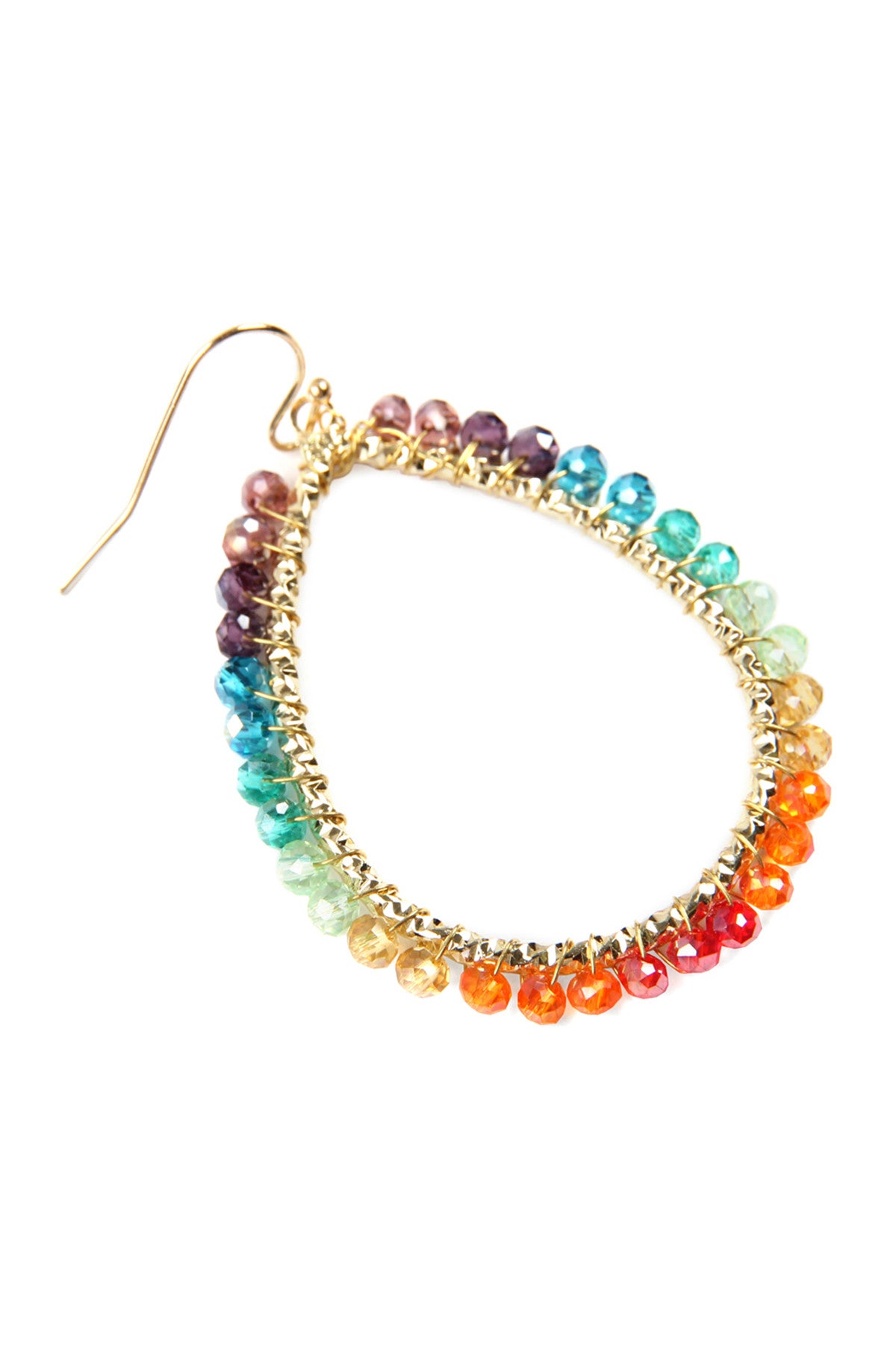 Multicolored Wire Teardrop-shaped Glass Beads Hanging Earrings - A Pack of Six Pieces