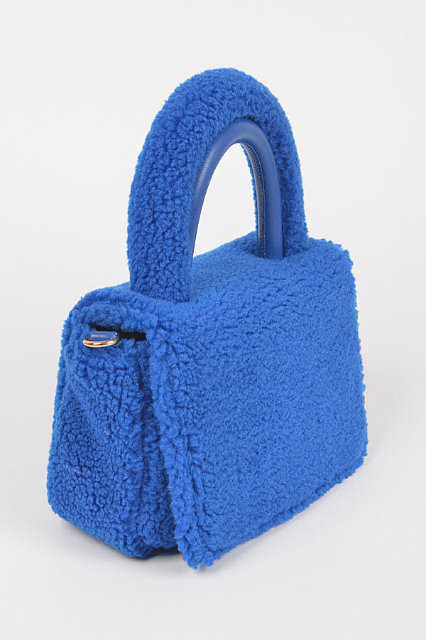 Set of Three 7355 Green Faux Fur Top Handle Clutch Bags