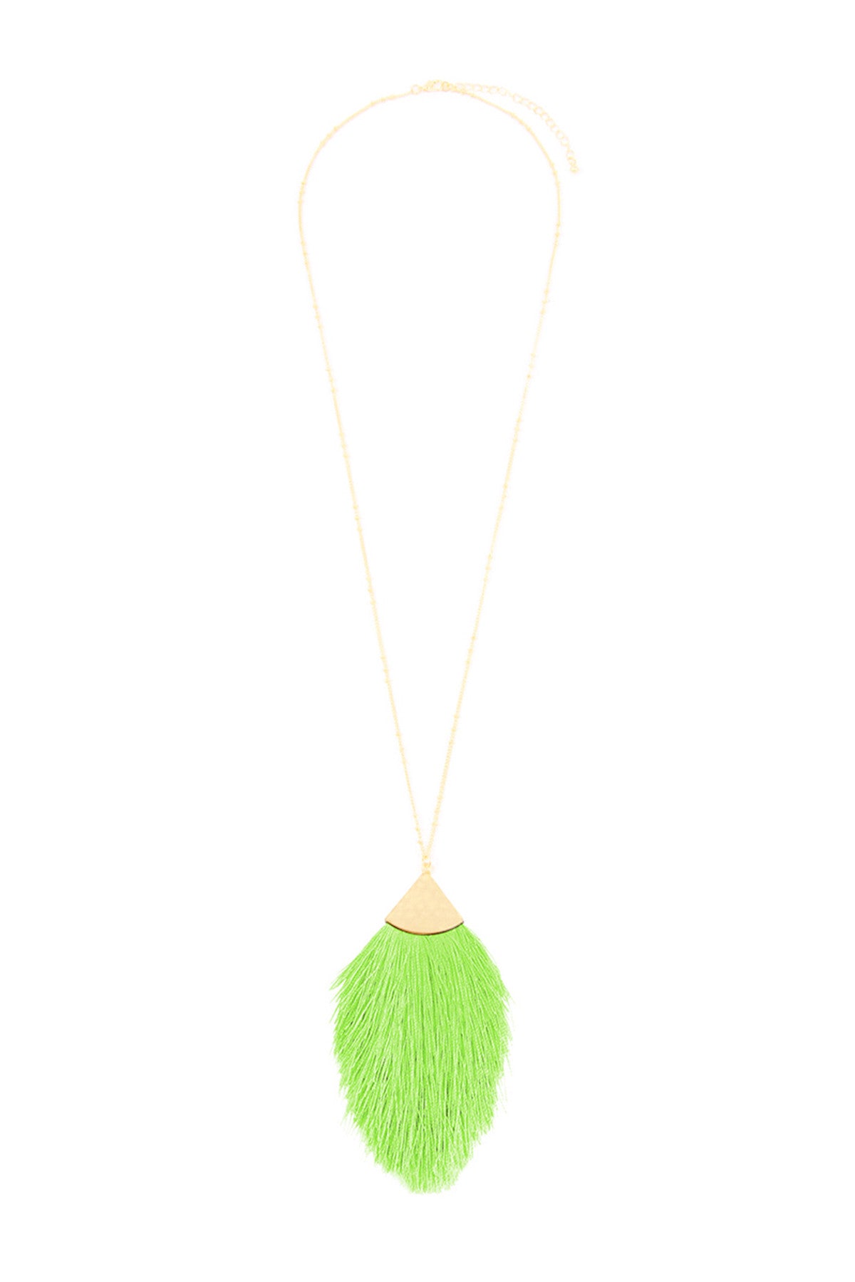 Set of 6 Neon Green Tassel Pendant Necklaces for Fashion